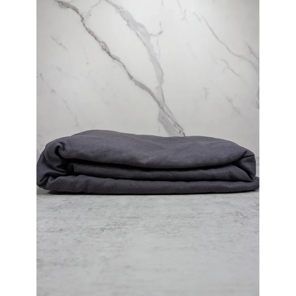 Quince European Linen Duvet Cover King Cal King Nightfall Blue Bedding
